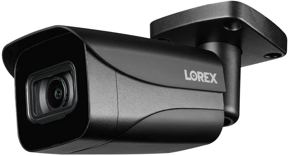Lorex E861ABB 4K 8MP IP Black Bullet Camera with 130ft Color Night Vision and Smart Motion Detection