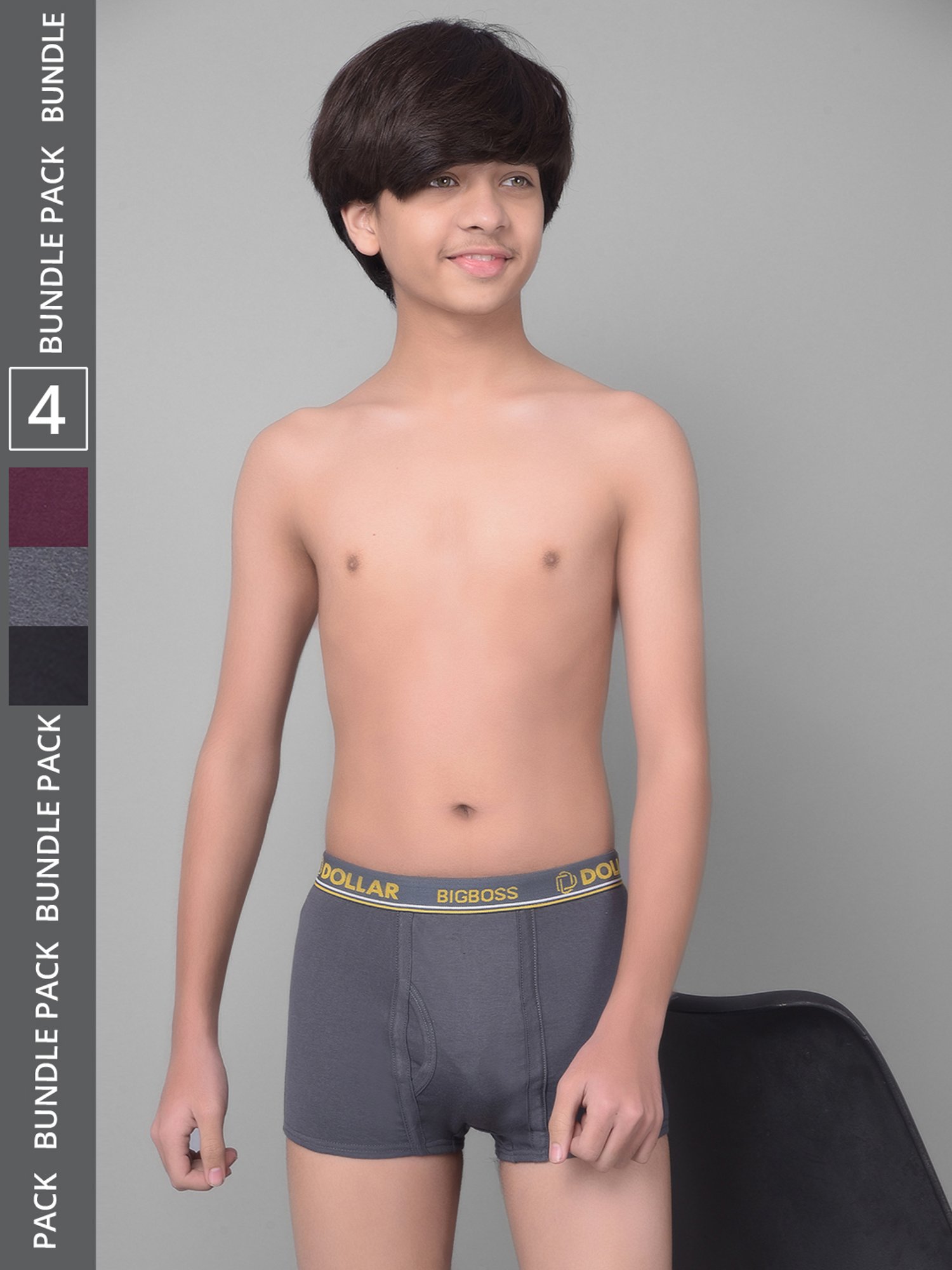 Frenchie Kids Pink & Grey Solid Briefs (Pack Of 2)