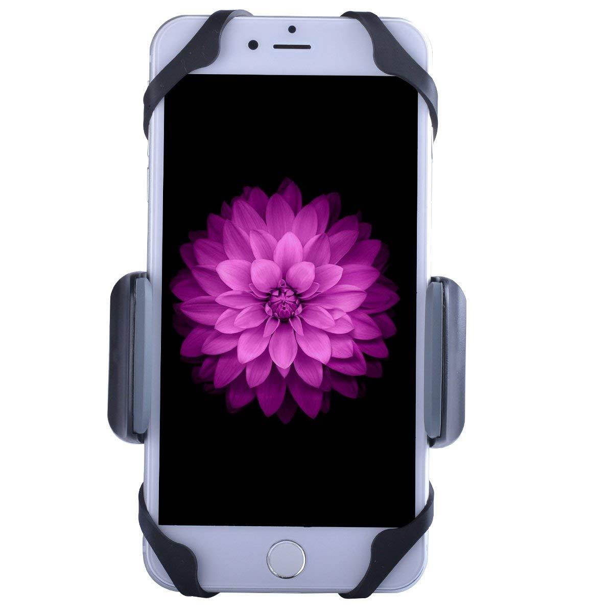 Cell Phone Bike Mount, Shackle Universal Cradle Clamp for iOS Android Smartphone GPS other Devices, 360 Degrees Rotatable, 3xSilicon Straps