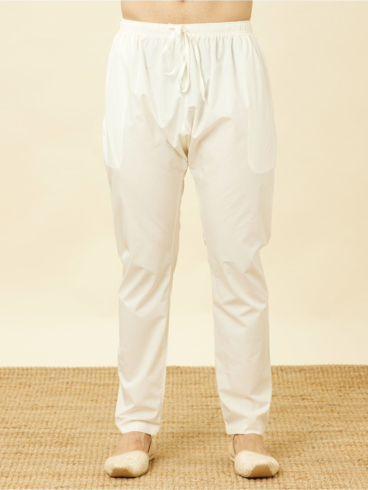 Manyavar Yellow Regular Fit Chikankari Kurta Bottom Set