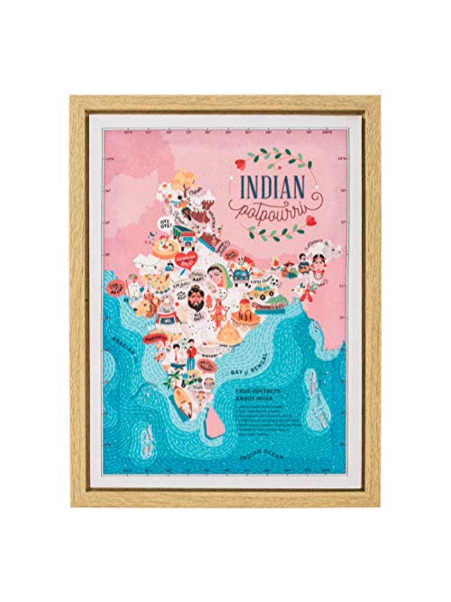 Chumbak Indian Potpourri Pink & Blue Canvas Wall Art - Set of 1