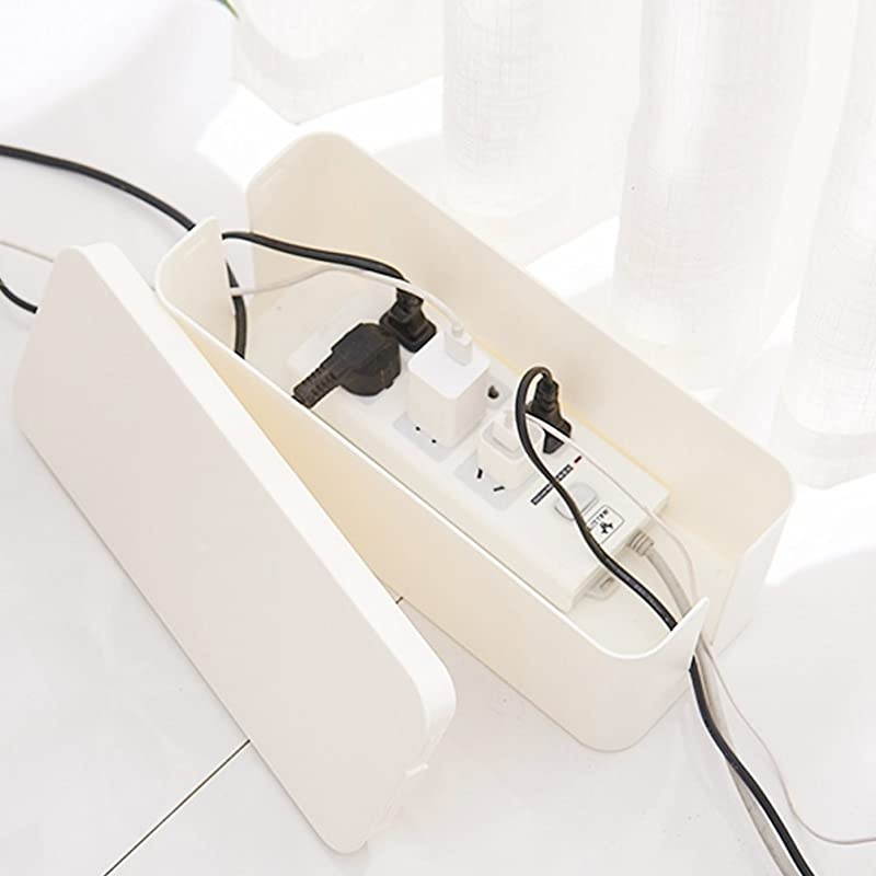 Cable Management Box Cable Organizer For Cable and Cord Management Storage and Holder to Cover and Hide amp Power Strips amp Cords White