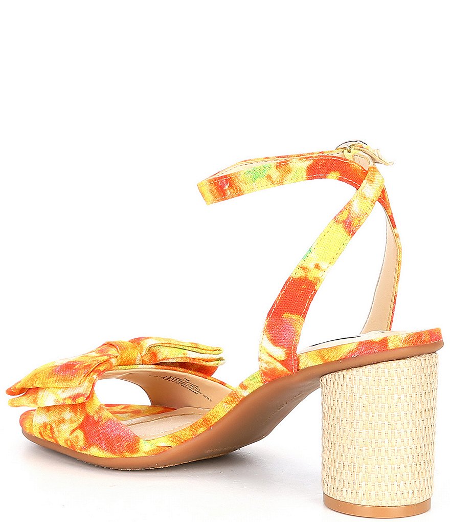 Alex Marie Hobson Floral Print Bow Ankle Strap Sandals