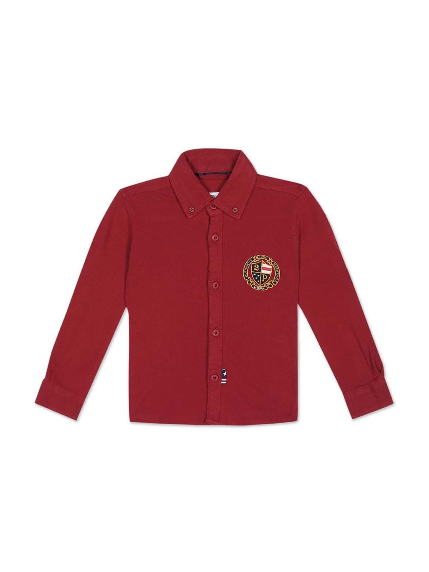 U.S. Polo Assn. Boys Red Cotton Regular Fit Full Sleeves Shirt