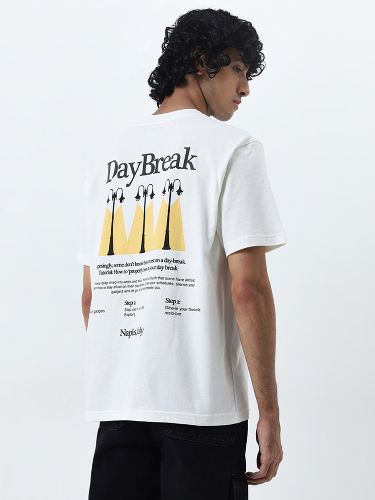 Nuon by Westside White Graphic Design Relaxed-Fit Cotton T-Shirt