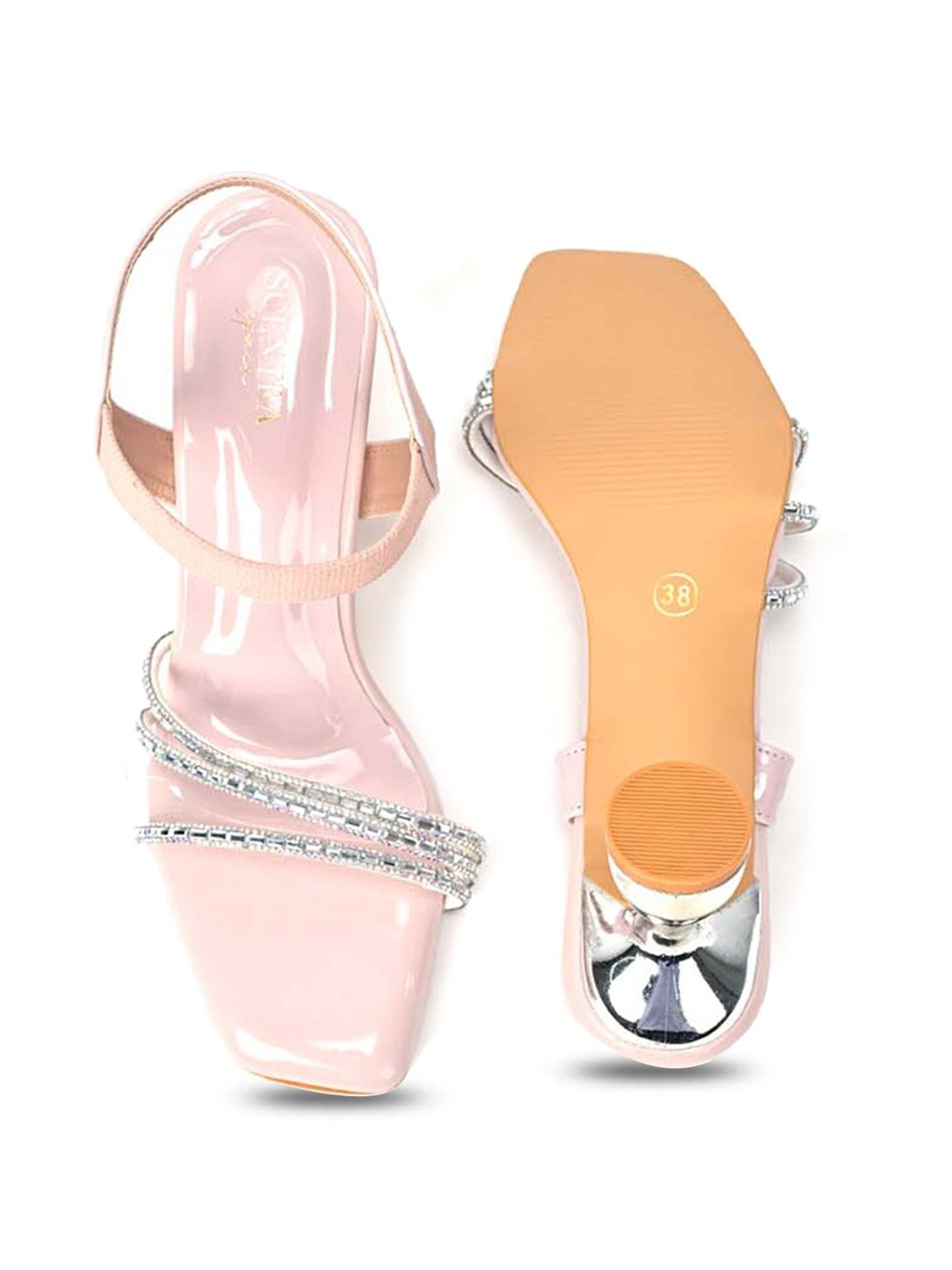 Scentra Women's Nude Ankle Strap Sandals