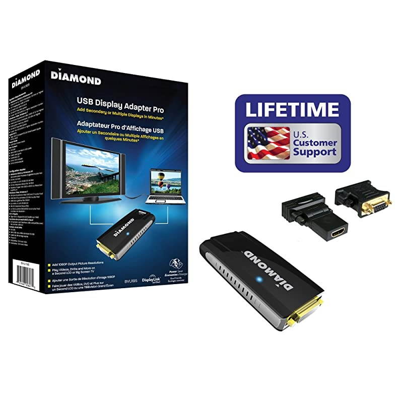 BVU195 USB 2.0 to VGA/DVI/HDMI Video Graphics Adapter up to 2048x1152 / 1920x1080 - Windows 10, 8.1, 8, 7, XP, MAC OS and Android 5.0 and Higher