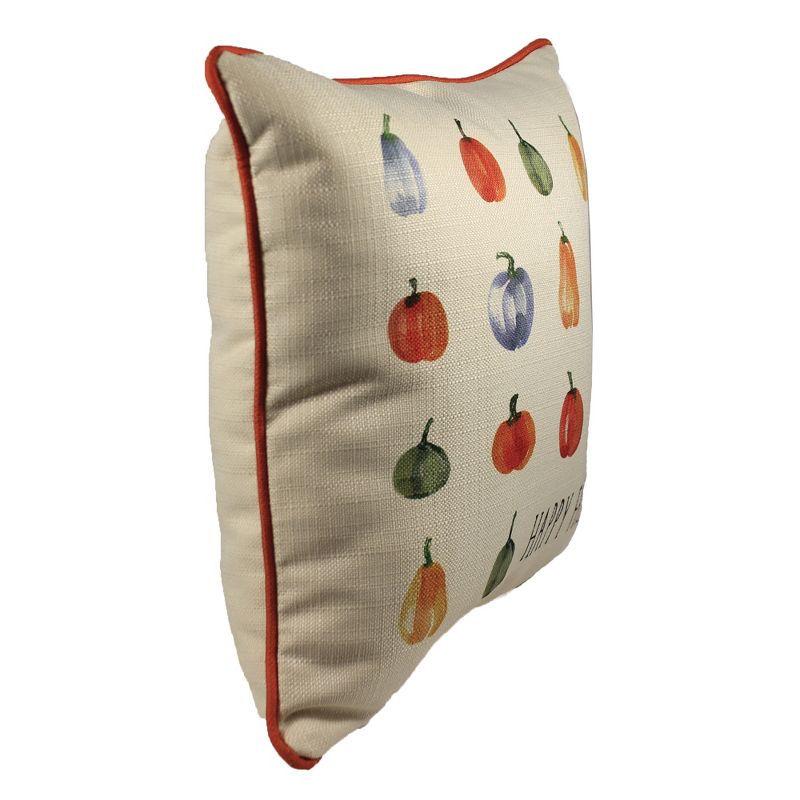 Fall 17.0" Pumpkin  Rows Pillow Happy Fall  -  Decorative Pillow