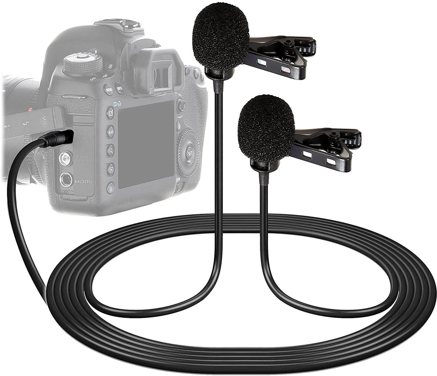 Vidpro XM-DLC Dual-Head Interview Lavalier Microphone for DSLR Cameras & Camcorders