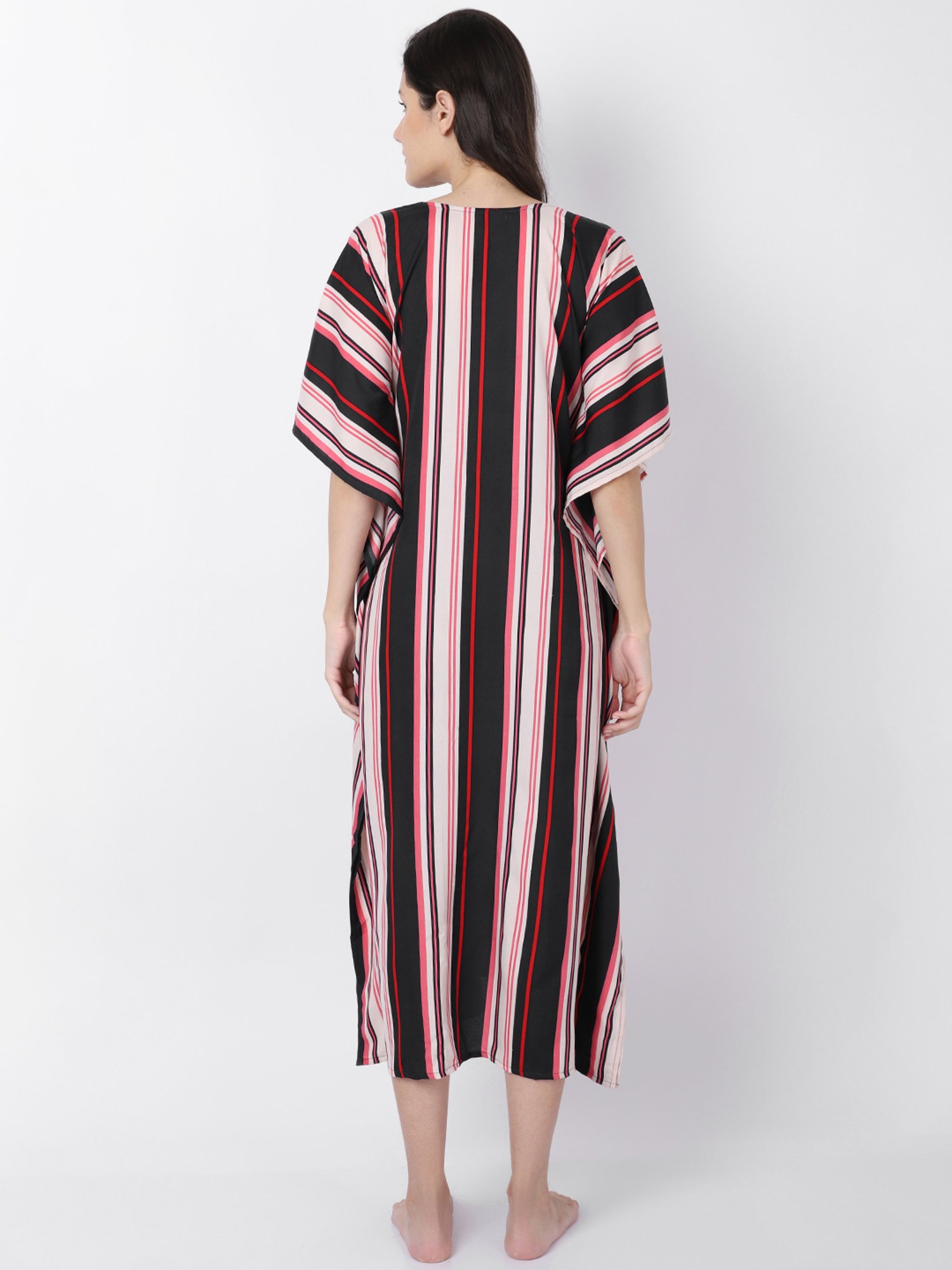 Erotissch Multicolor Striped Beachwear Kaftan Dress