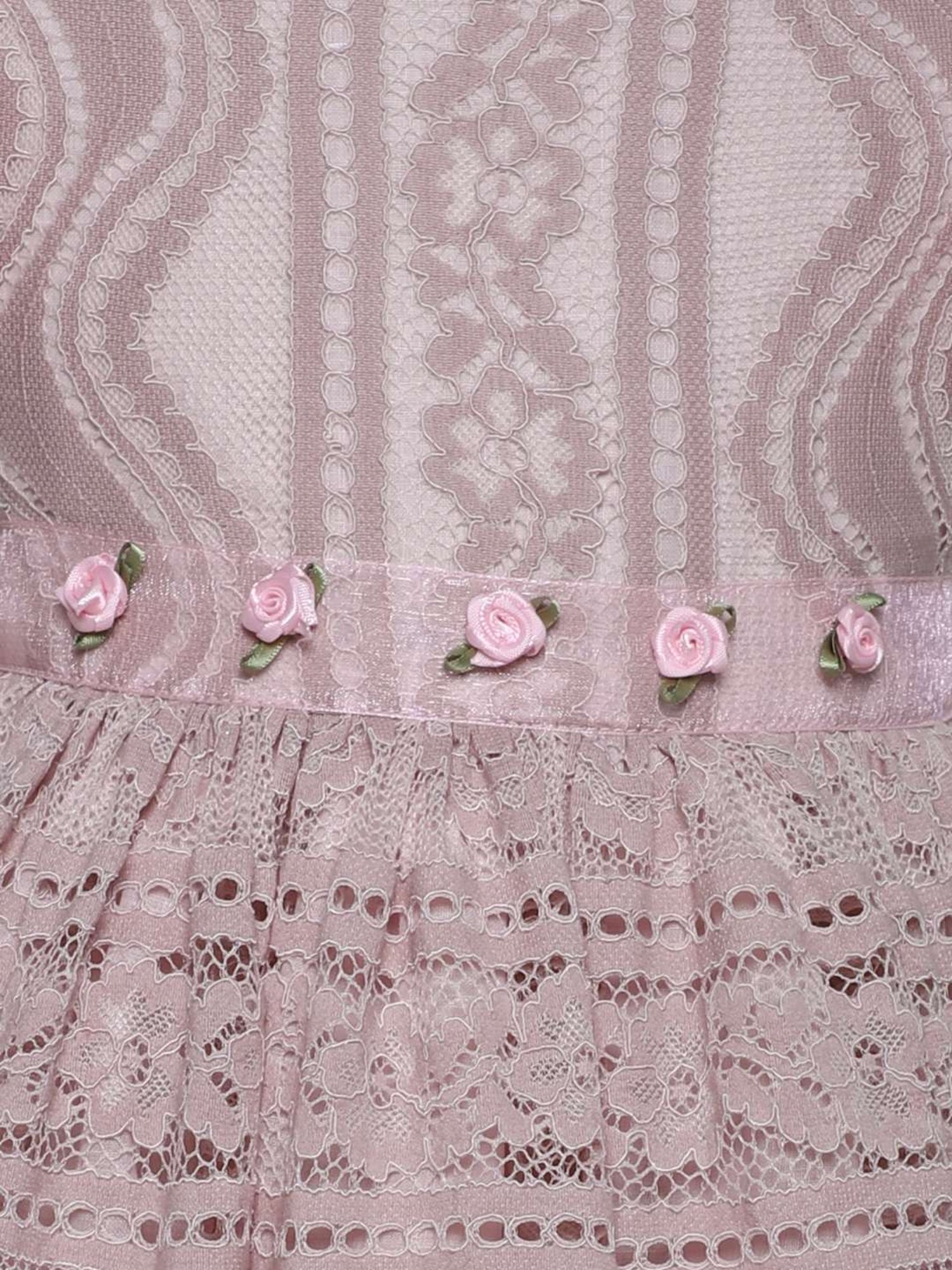 Many Frocks Kids Pink Embroidered Dress