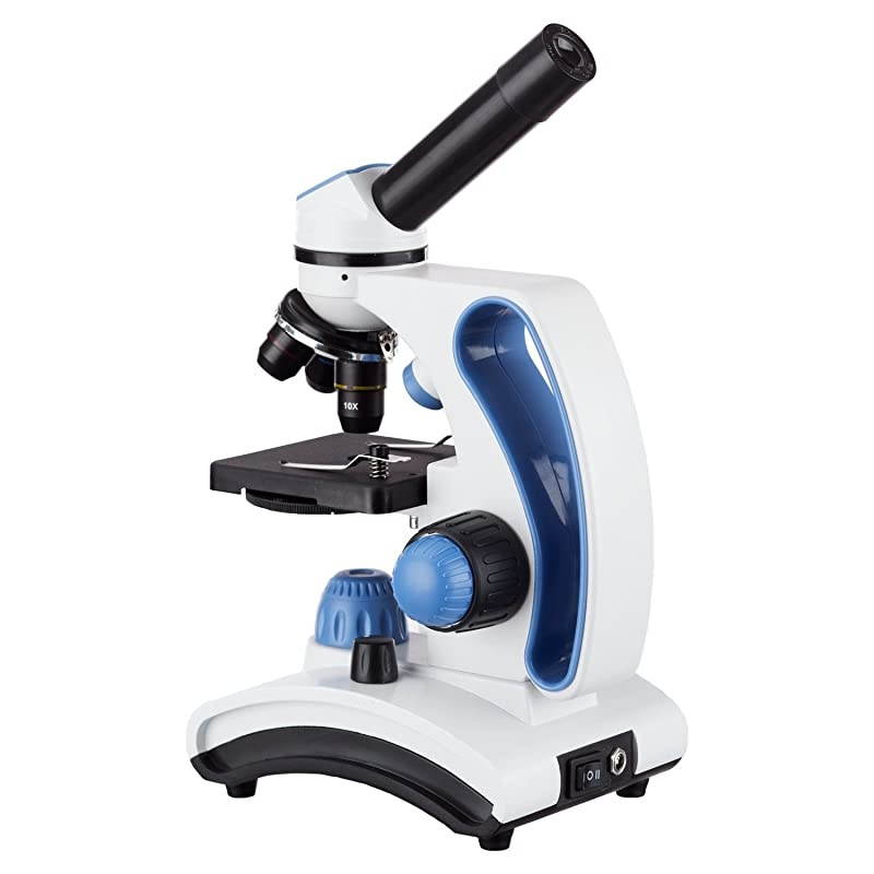 M162C-2L-PB10-WM"Awarded 2018 Best Students and Kids Microscope Kit" - 40X-1000X Dual Light All Metal Microscope with Slides and Microscope Book