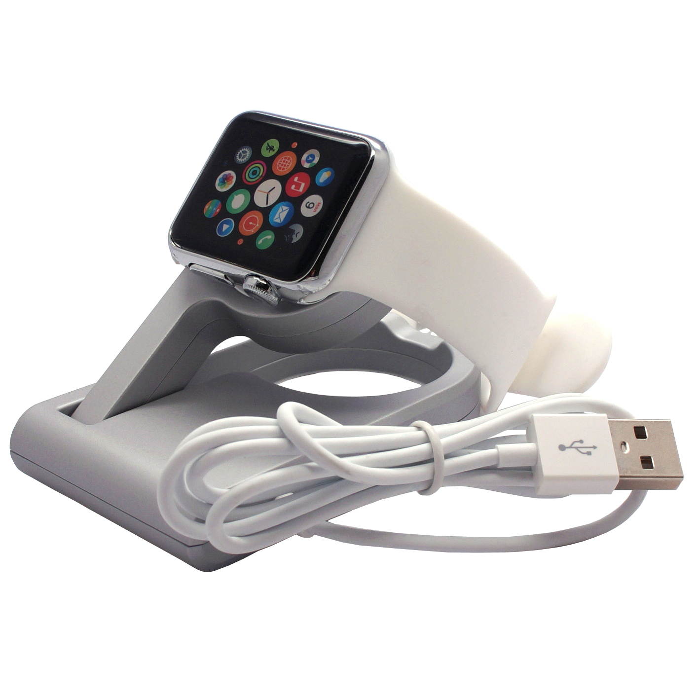 [MFI Certified] Apple iWatch Protable Magnetic Charging Dock,Foldable Design To Enable Nightstand Mode With 3ft Long USB Cable For All iWatch Models (Silver)