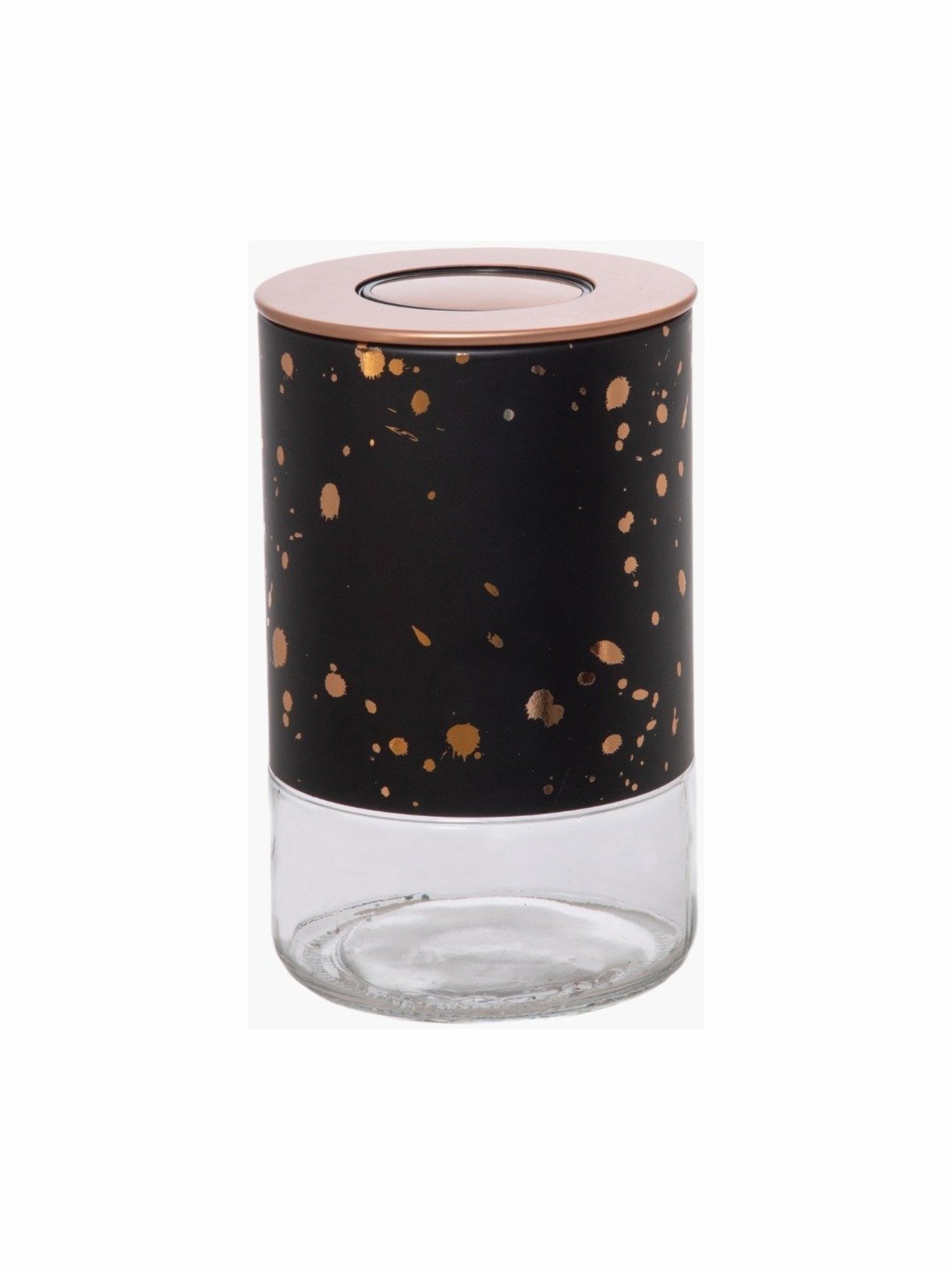 White Gold Black Glass Storage Jar with Lid (0.65L)