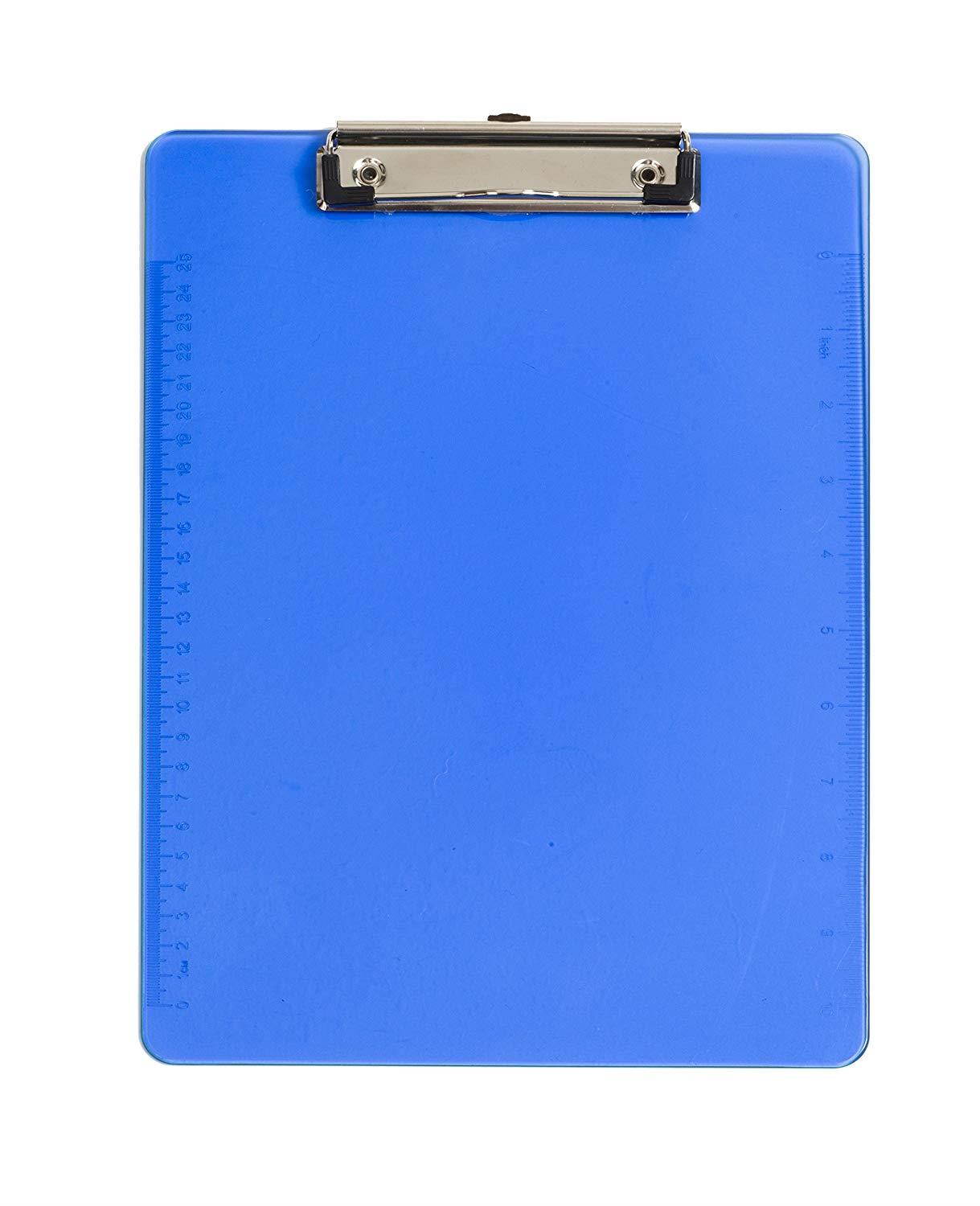 6 Pack Assorted Transparent Color Plastic Clipboards, 2.3mm Heavy Duty Board, Low Profile Clip, Clipboards for classrooms, Offices, Restaurants, Doctor Offices, 6 Plastic Clipboard Pack