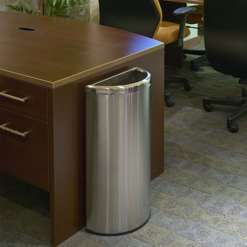 Commercial Zone 783929 Heavy Duty Durable 15 Gallon Open Top Trash Can and Waste Bin Container with Galvanized Half Moon Design, Silver