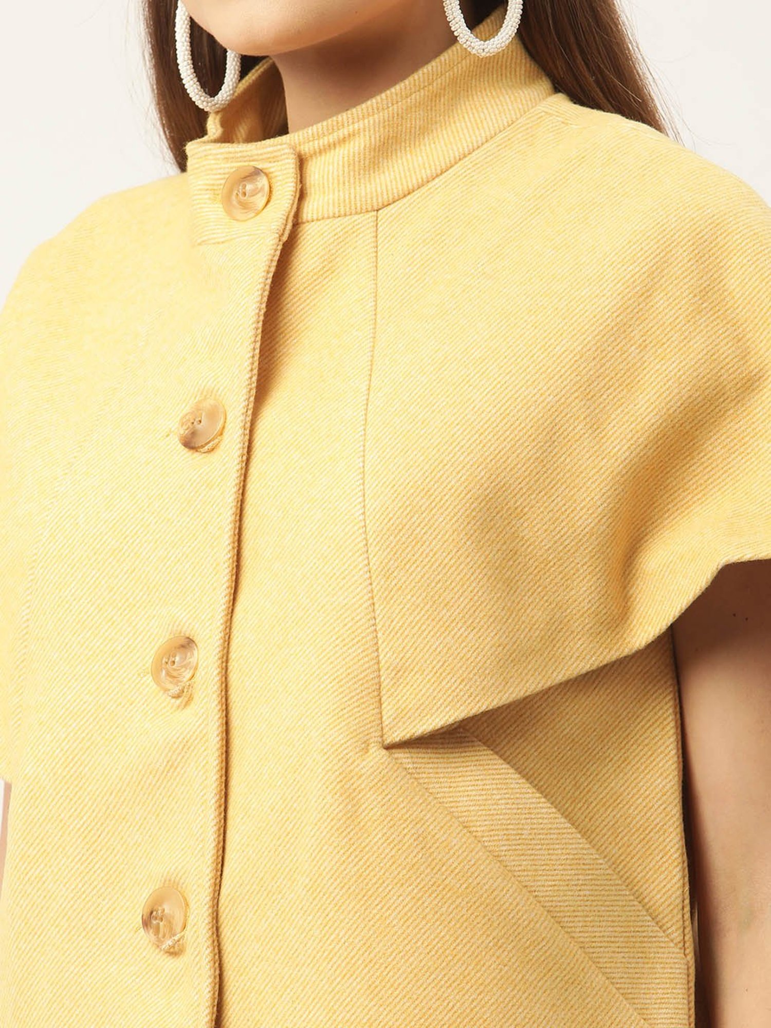 Rooted Yellow Half Sleeves Coat
