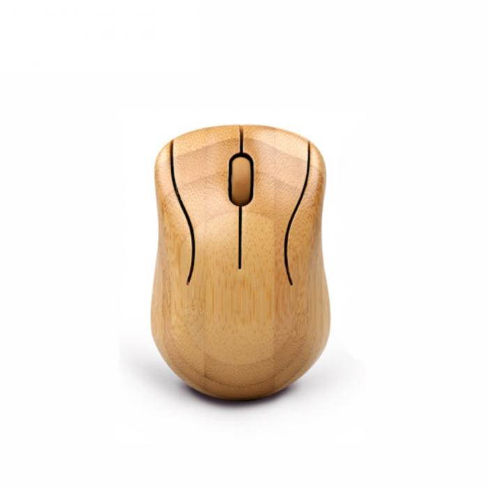 Bamboo Silent Handmade 2.4GHz Ergonomic Wireless Mouse Bamboo Mouse Keyboard Combos with Multimedia Function Keys for Laptop PC