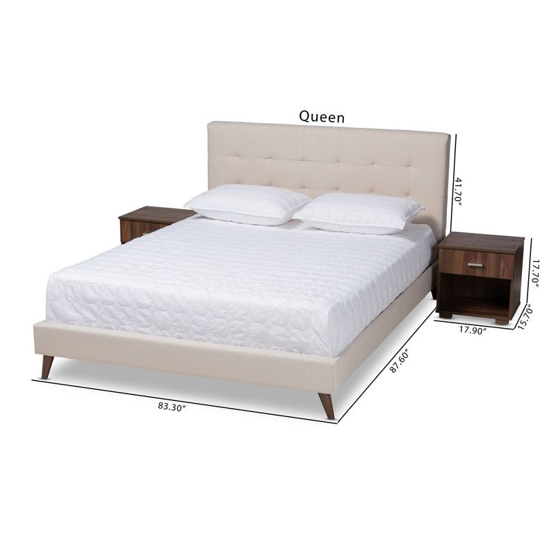 Full Maren Walnut Platform Bed Beige - Baxton Studio