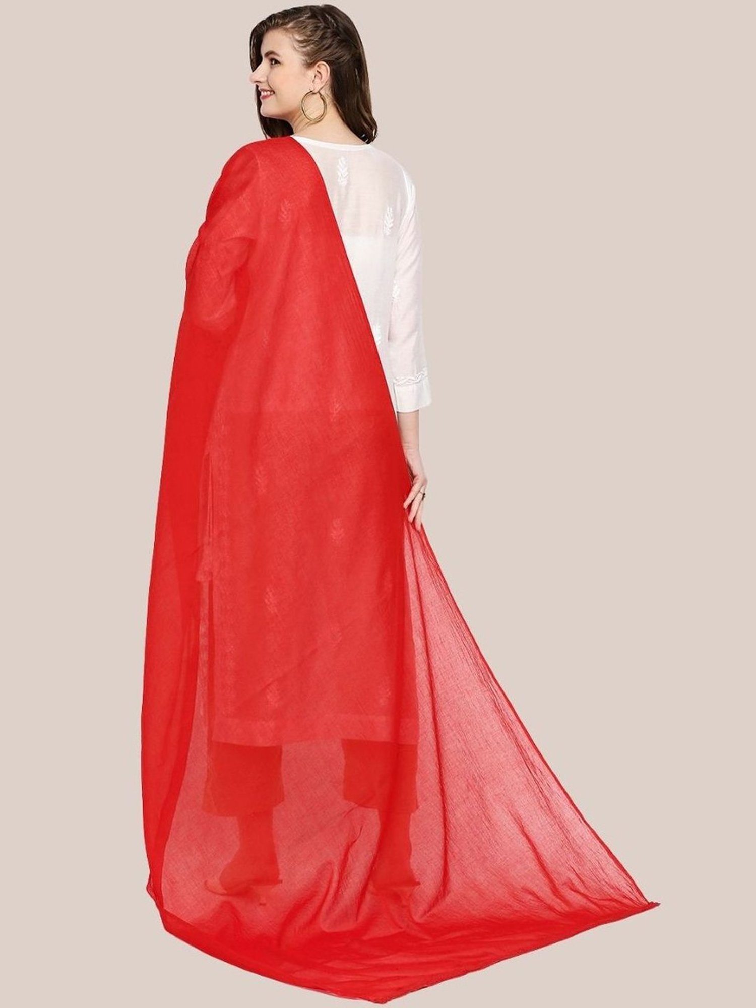 Dupatta Bazaar Red Cotton Dupatta