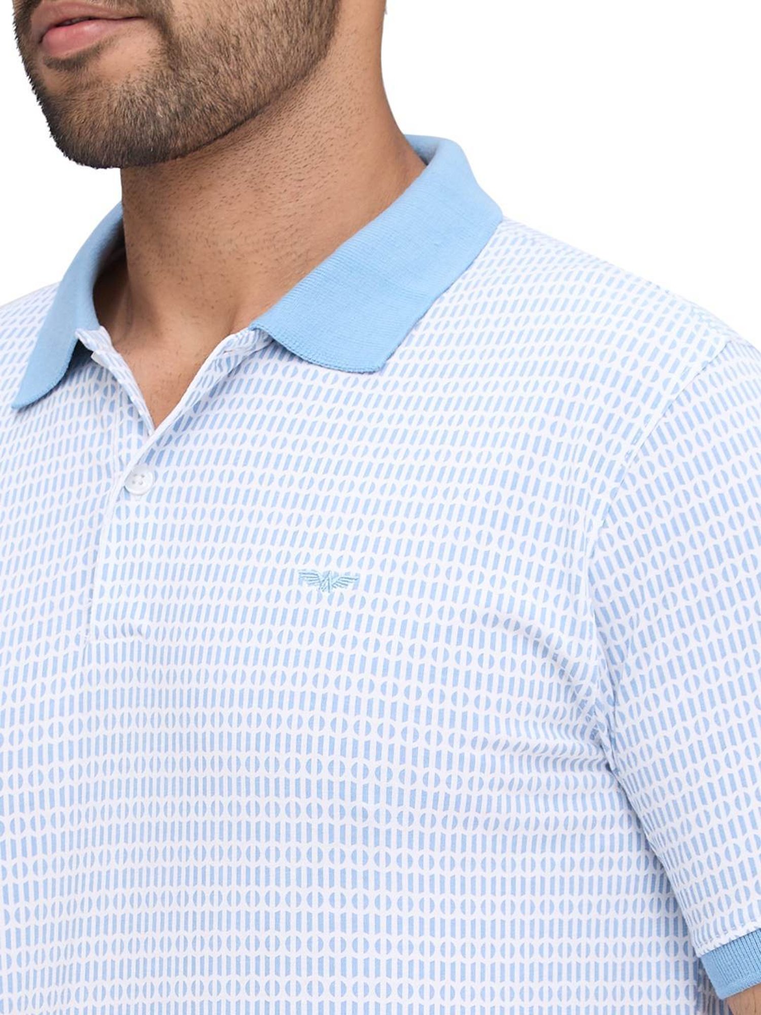 Park Avenue Blue Slim Fit Printed Polo T-Shirt