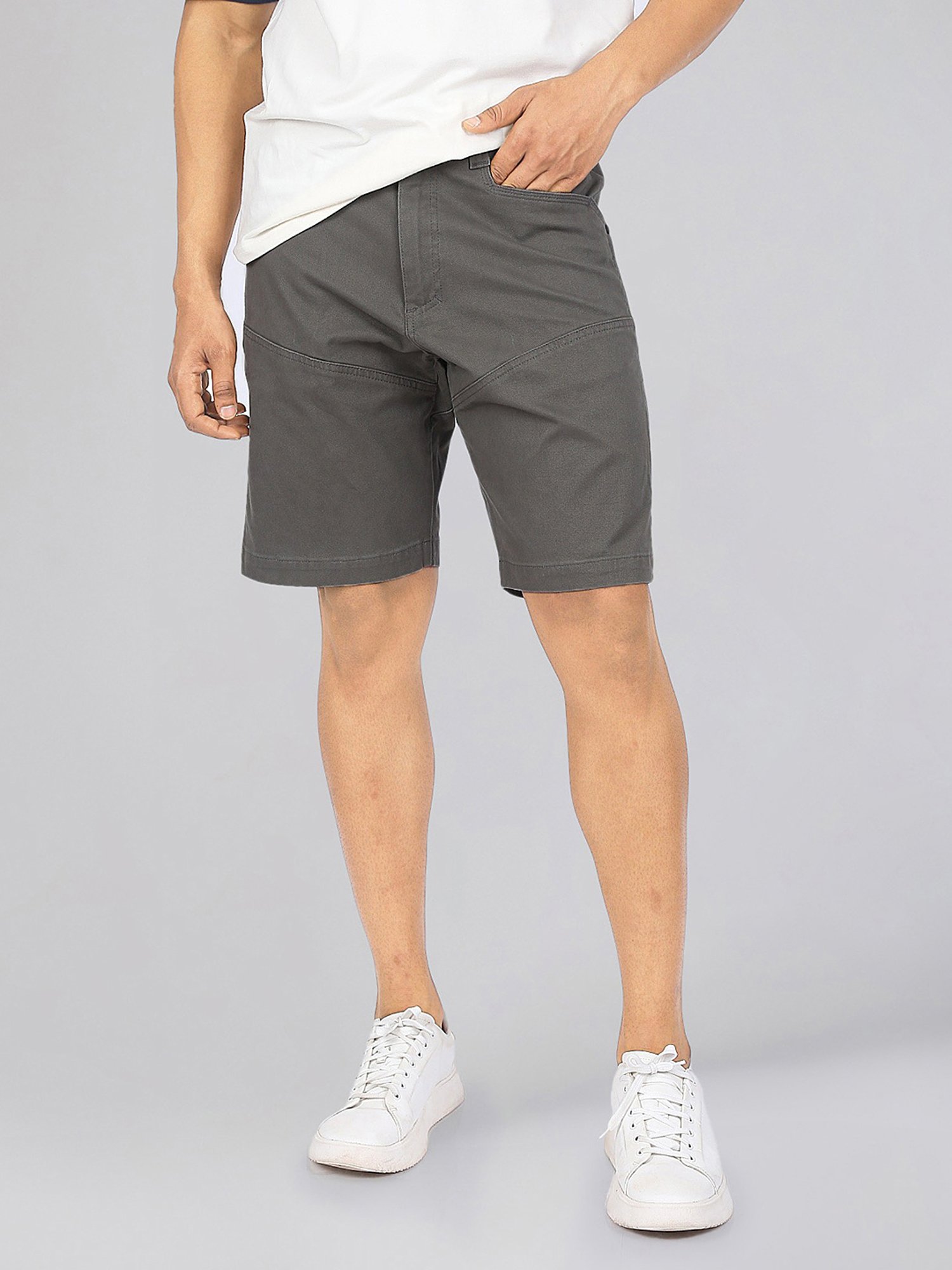 Wrangler Grey Regular Fit Solid Bermuda Shorts