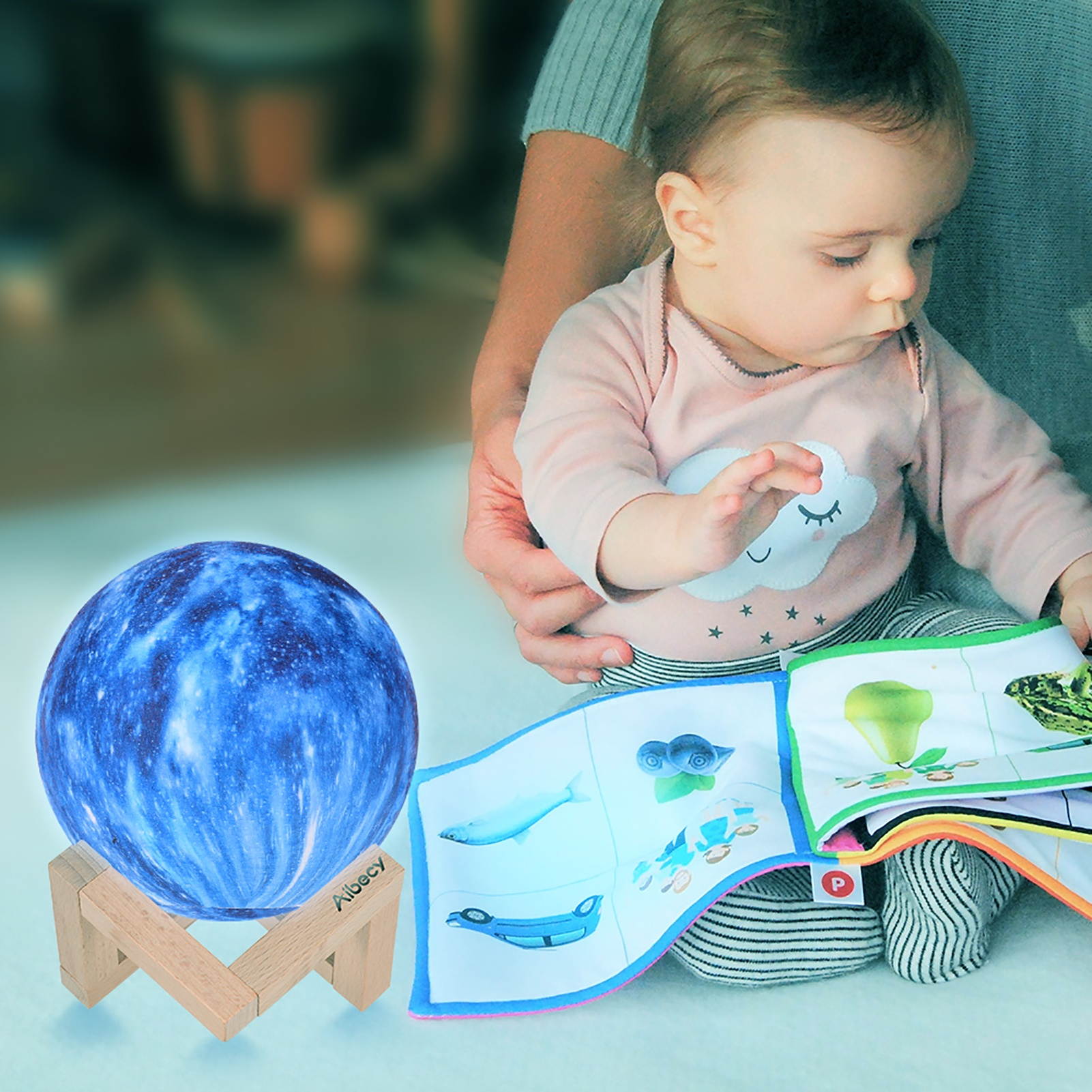 Aibecy LED Moon Lamp Moon Night Light 3D Printed Large Lunar Lamp with Stand USB Cable 16 Glowing Colors Remote Control & TouchControl Rechargeable Brightness Adjustable Home Light for Children Women