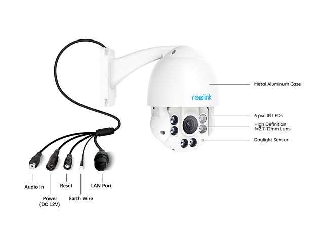 Reolink 5MP HD PTZ PoE IP Outdoor Security Camera, Pan Tilt 4X Optical Zoom Dome Camera IP66 Waterproof IR Night Vision Remote Access Motion Detection, RLC-423