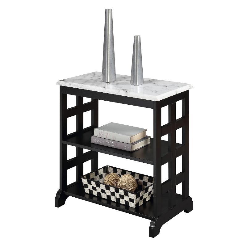 American Heritage Baldwin Chairside Table White Marble/Black - Breighton Home