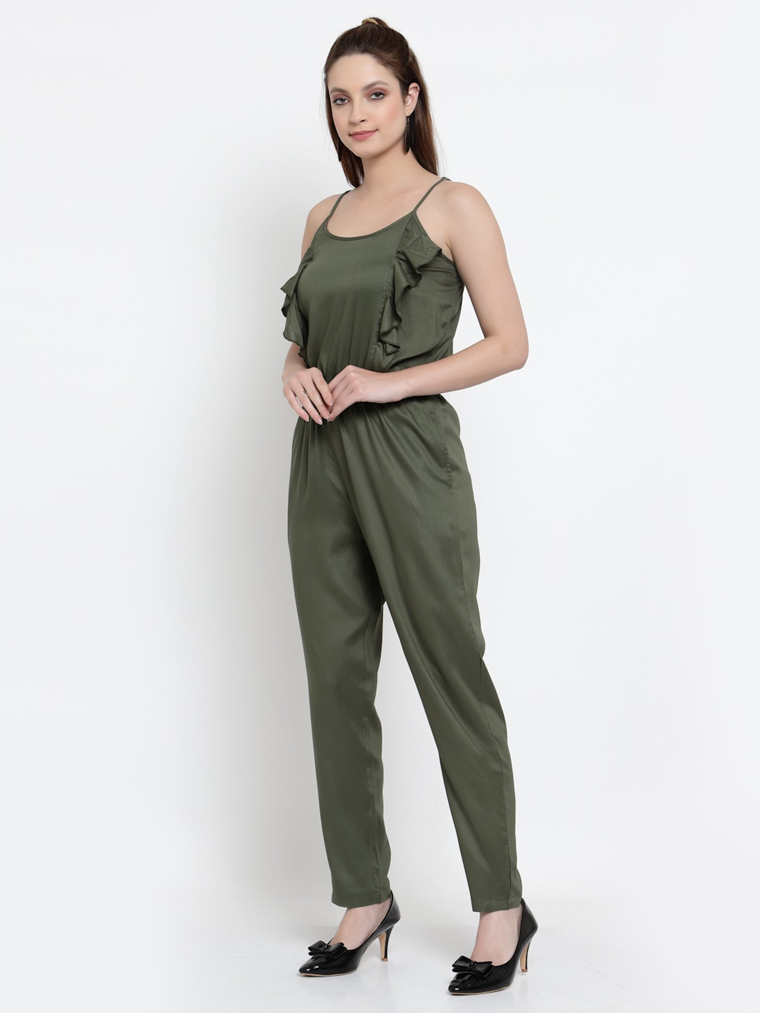 NEUDIS Olive Green Sleeveless Jumpsuit