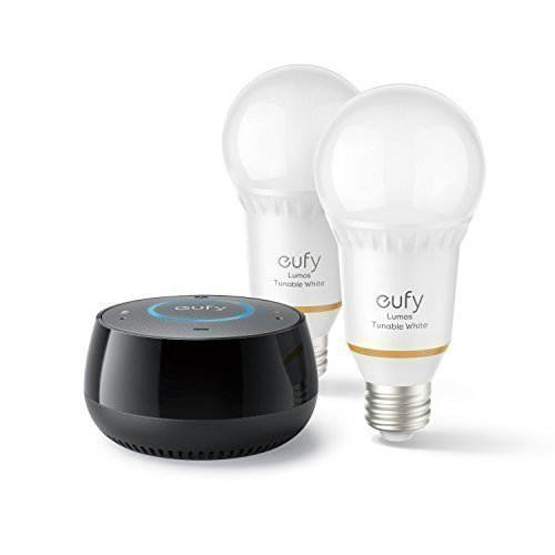 eufy Genie Smart Speaker with Amazon Alexa + Lumos WiFi Smart Bulb-Tunable White Starter Kit, Soft White To Daylight (2700K-6500K), 60W Equivalent, A19, E26, 800 Lumens