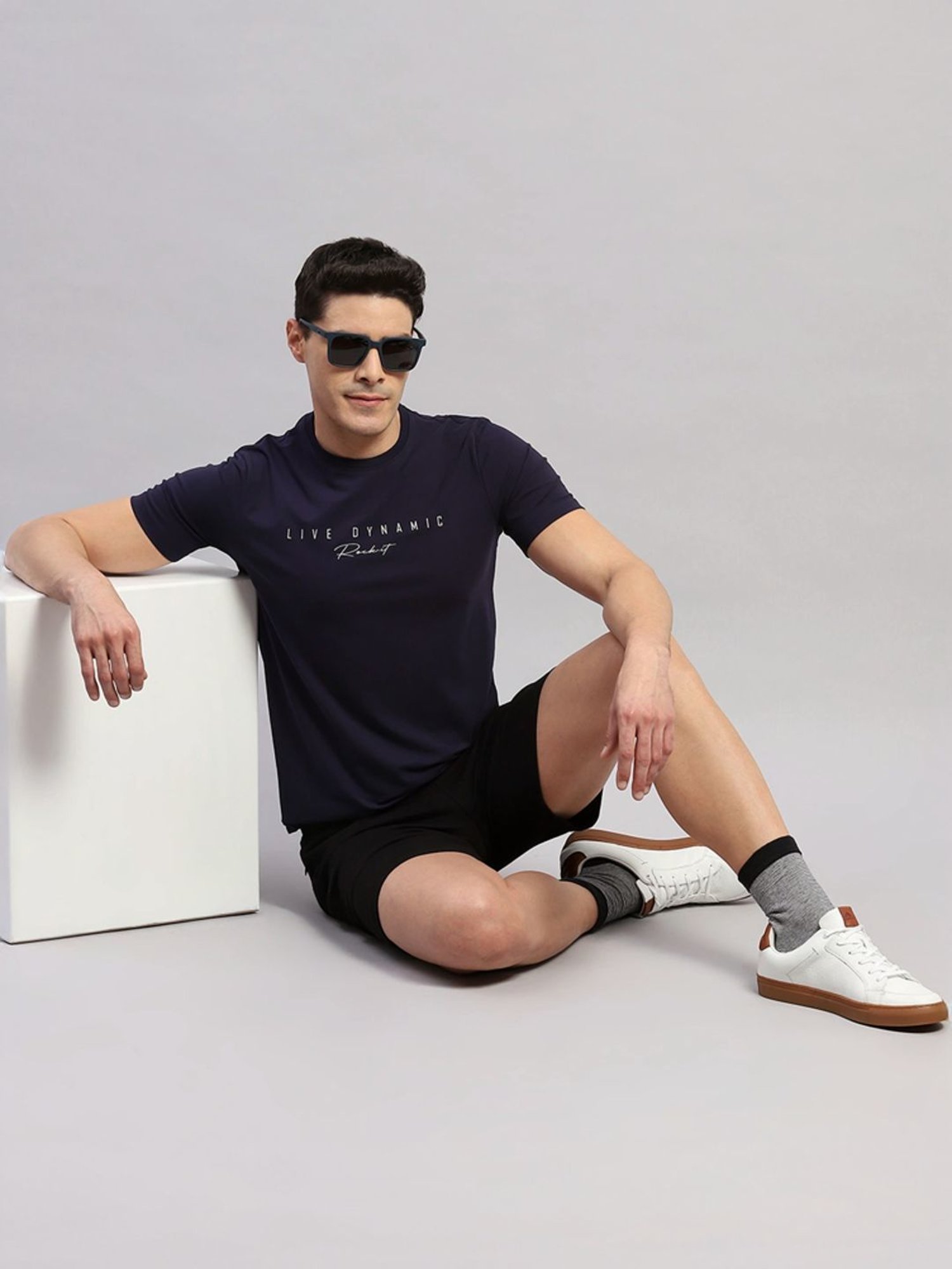 Rock.It Navy Slim Fit Printed T-Shirt