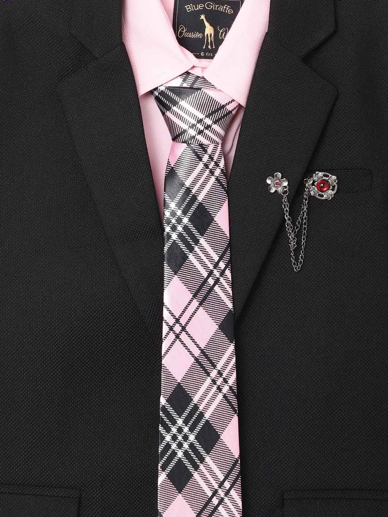 Blue Giraffe Kids Black & Pink Regular Fit Shirt Set