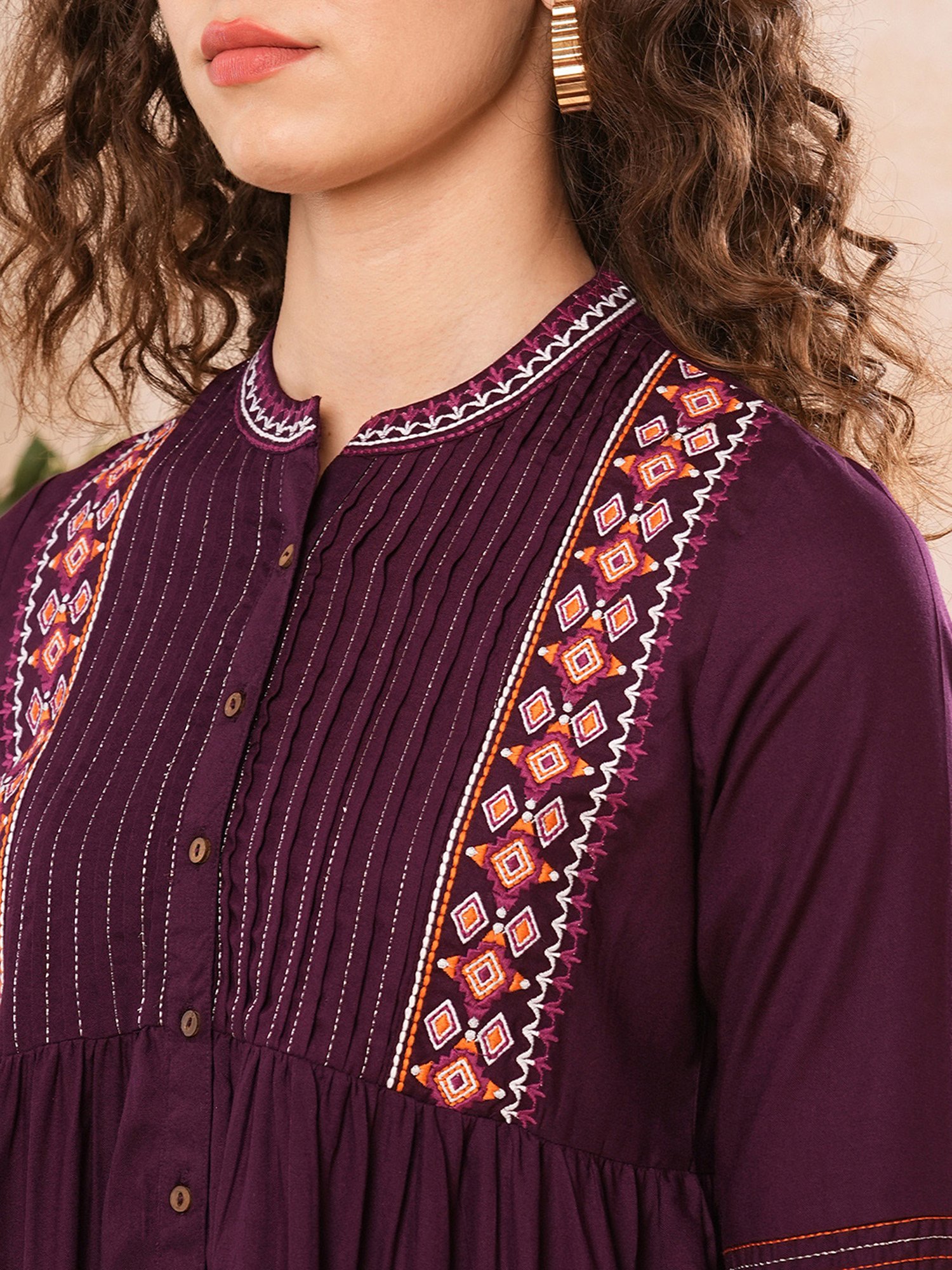 Globus Wine Embroidered Tunic