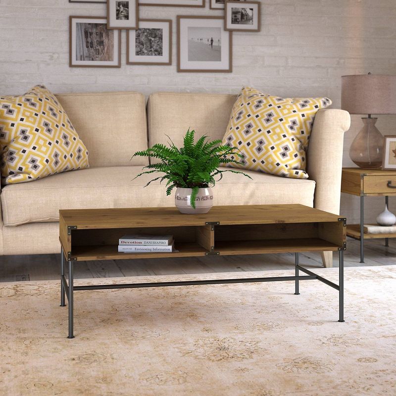 Ironworks Coffee Table Vintage Golden Pine - Kathy Ireland Home