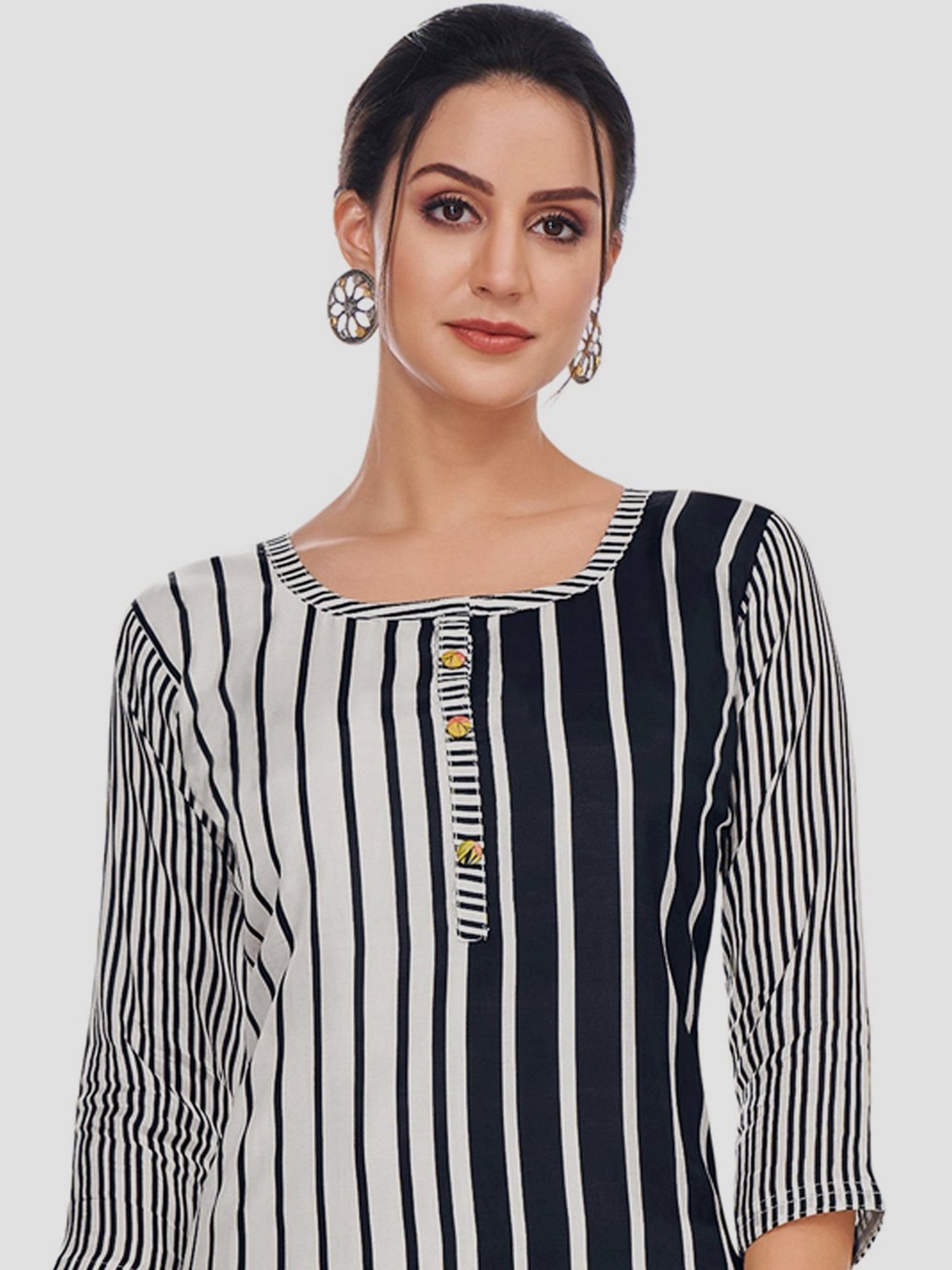 Saree Mall Black Striped Unstitched Dress Material With Dupatta