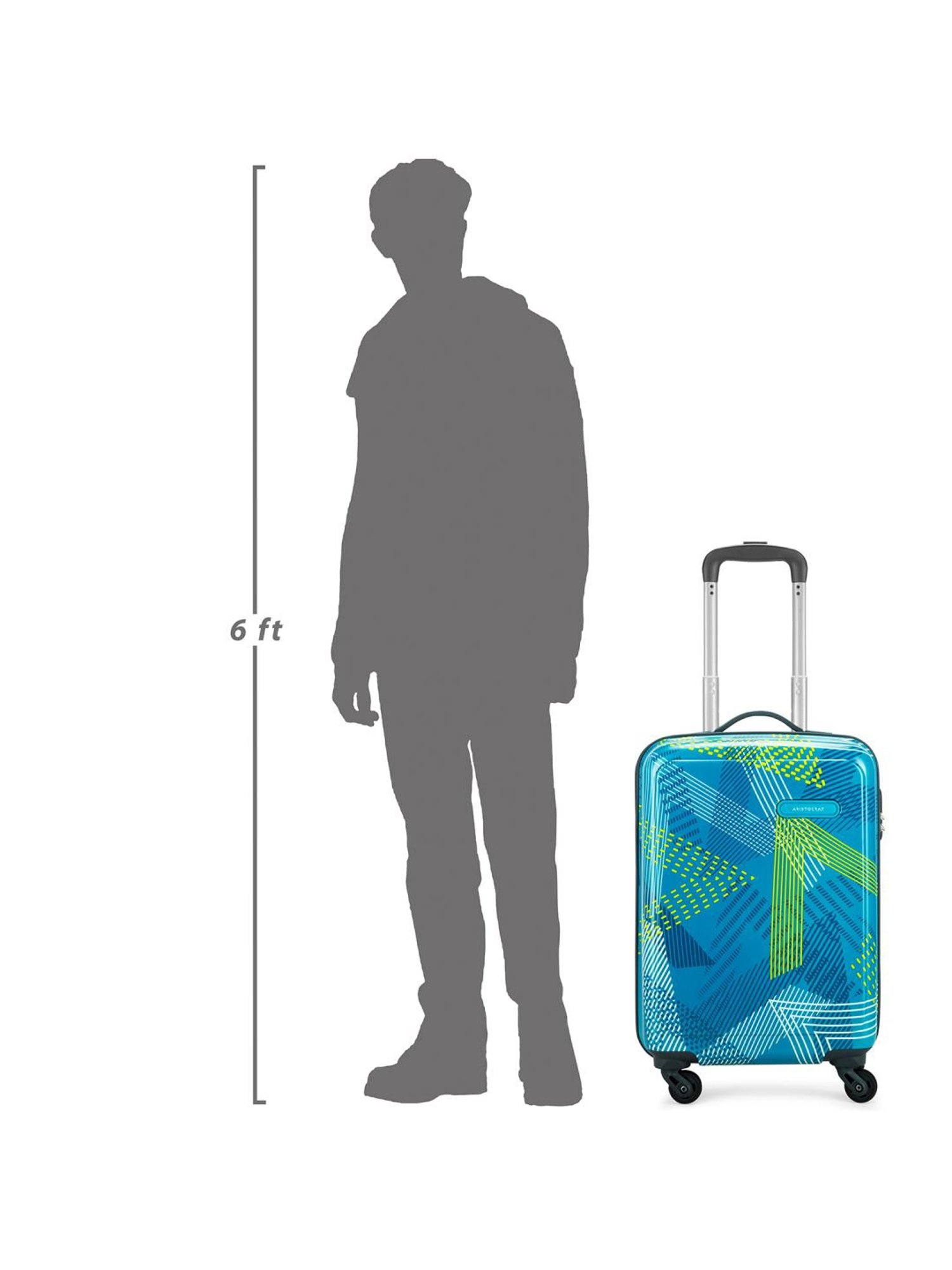 Aristocrat Dual Edge Blue Printed Hard Cabin Trolley Bag - 23 cm