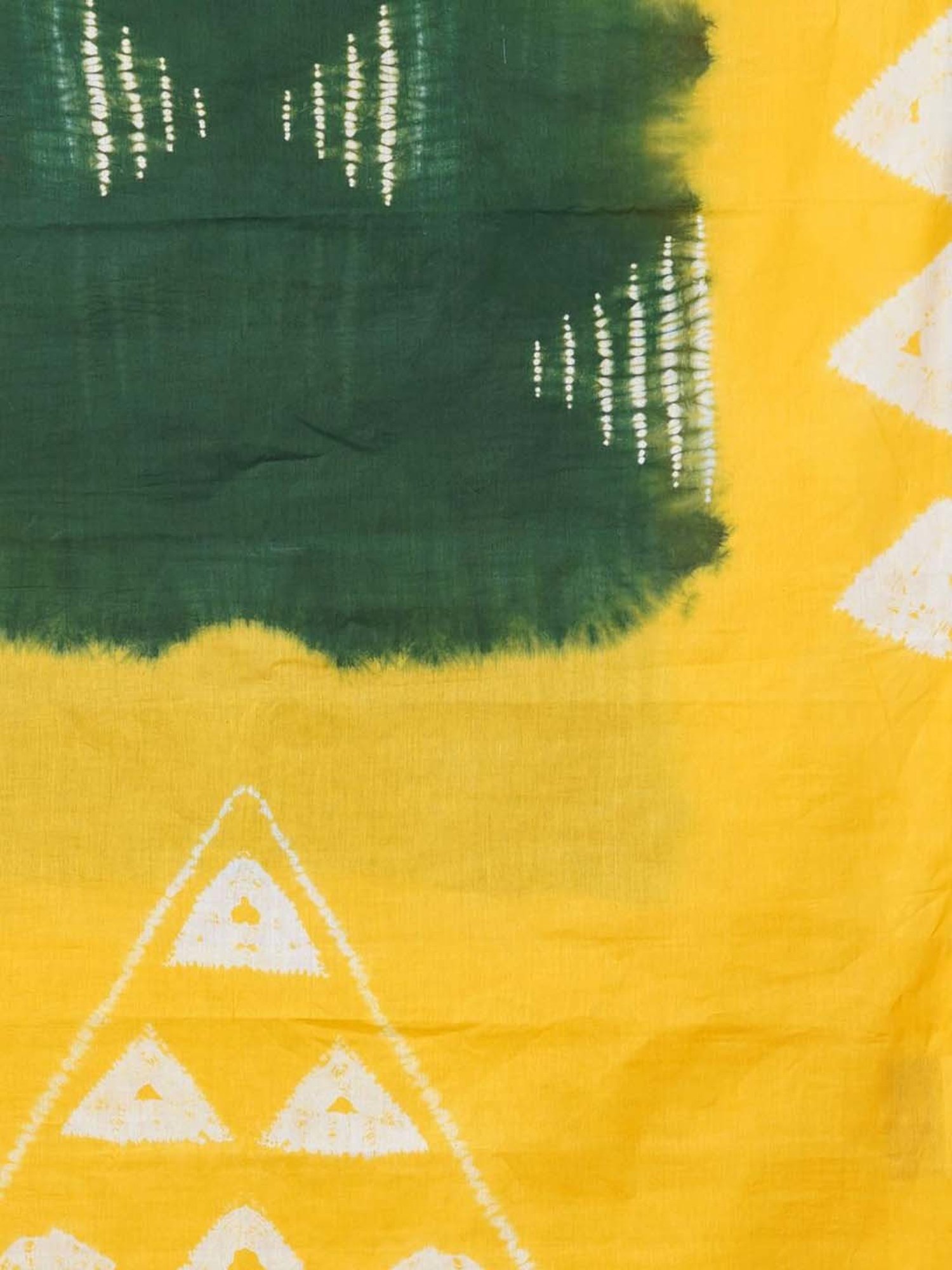 Unnati Silks Yellow & Green Cotton Printed Saree With Unstitched Blouse