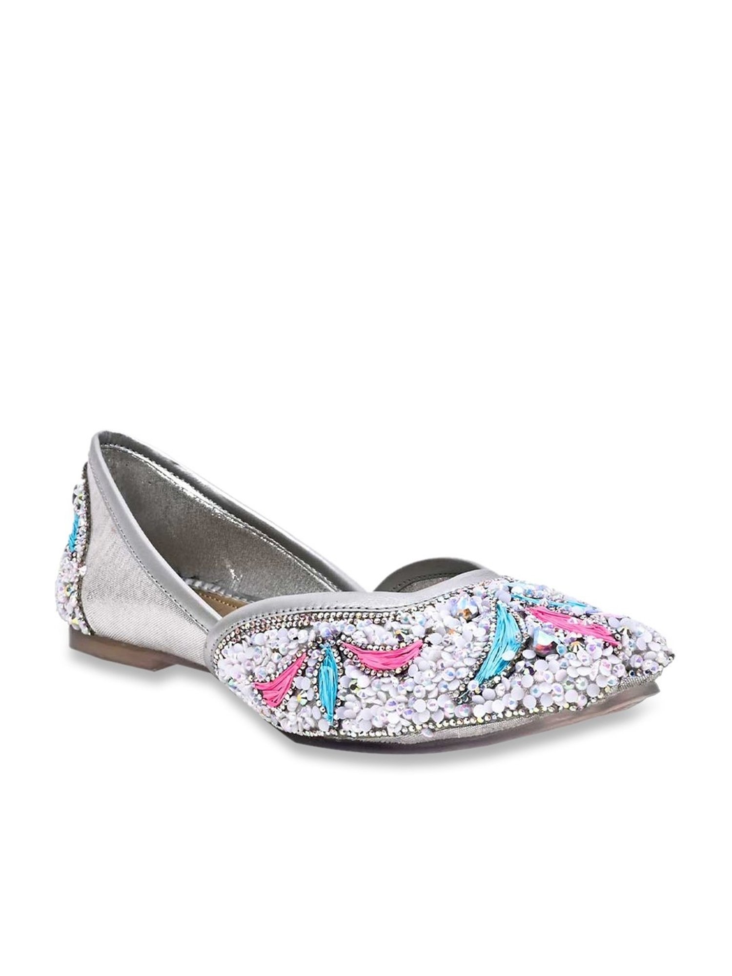 Jove Women's Silver Ethnic Juttis