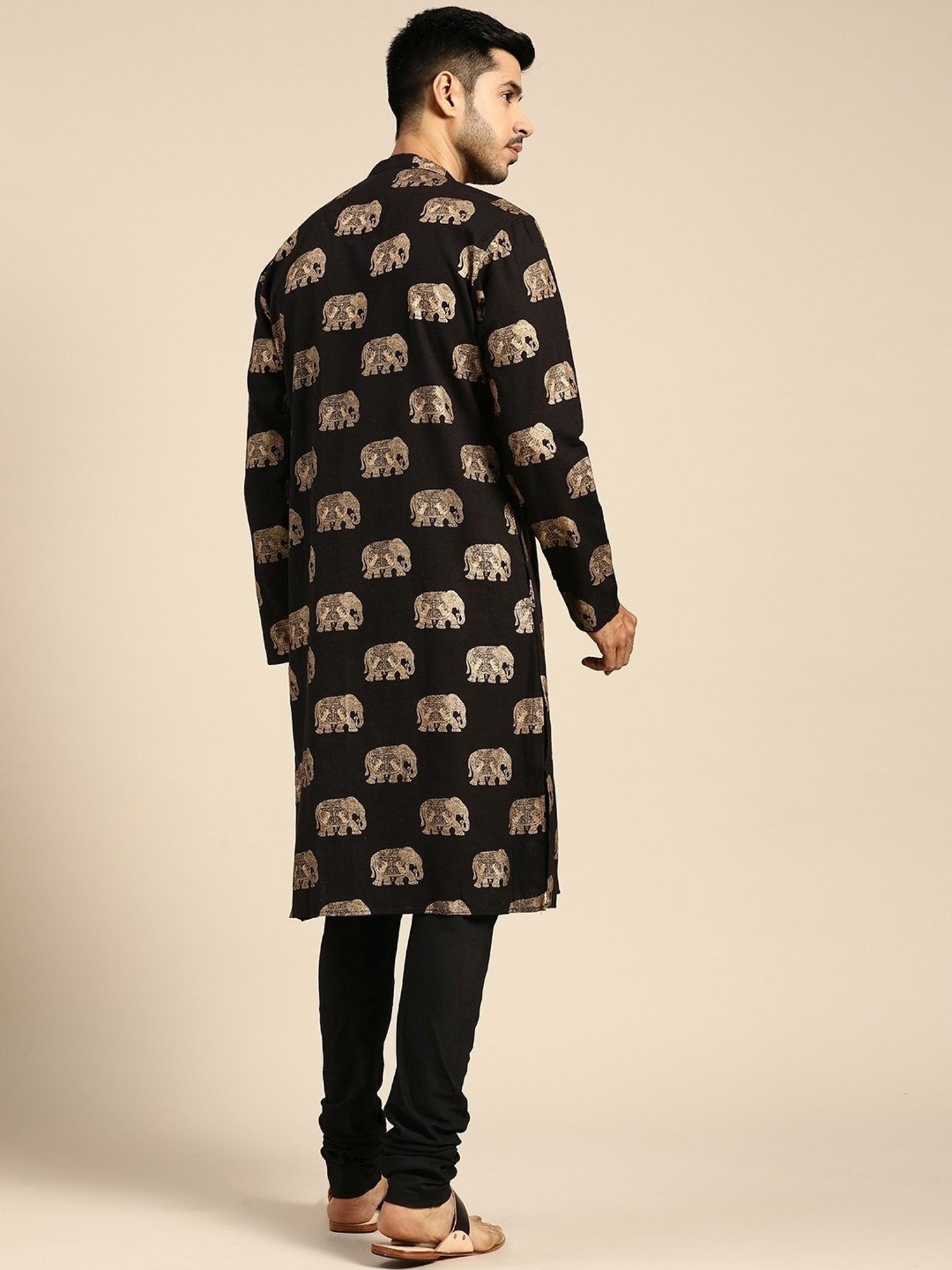 KISAH Black Regular Fit Printed Kurta Bottom Set