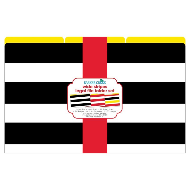 Barker Creek File Folders, 9.5" x 14.8", 9ct - Wide Stripes