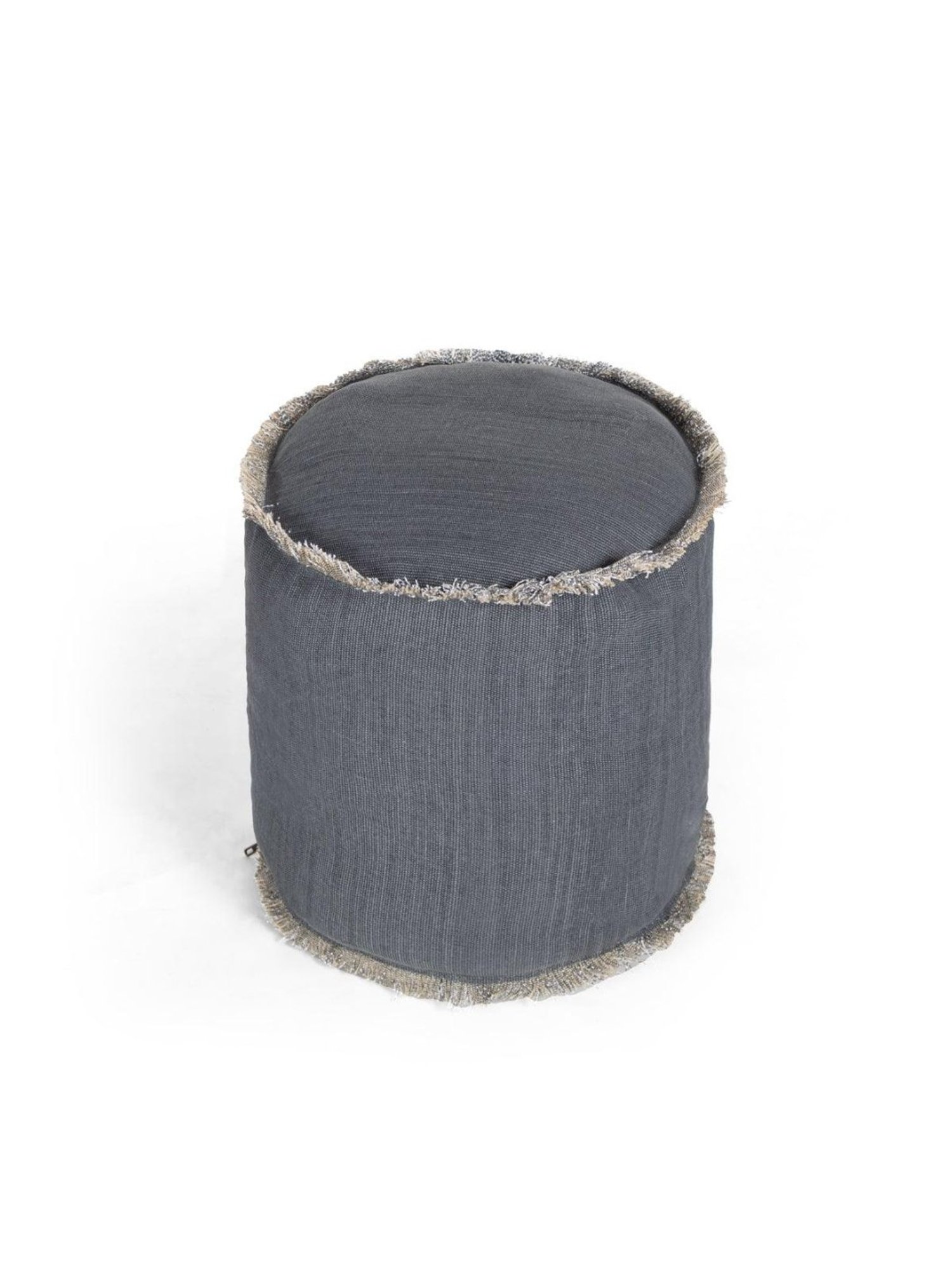 Home4U Lucas Blue Cotton Blend Square Pouffe