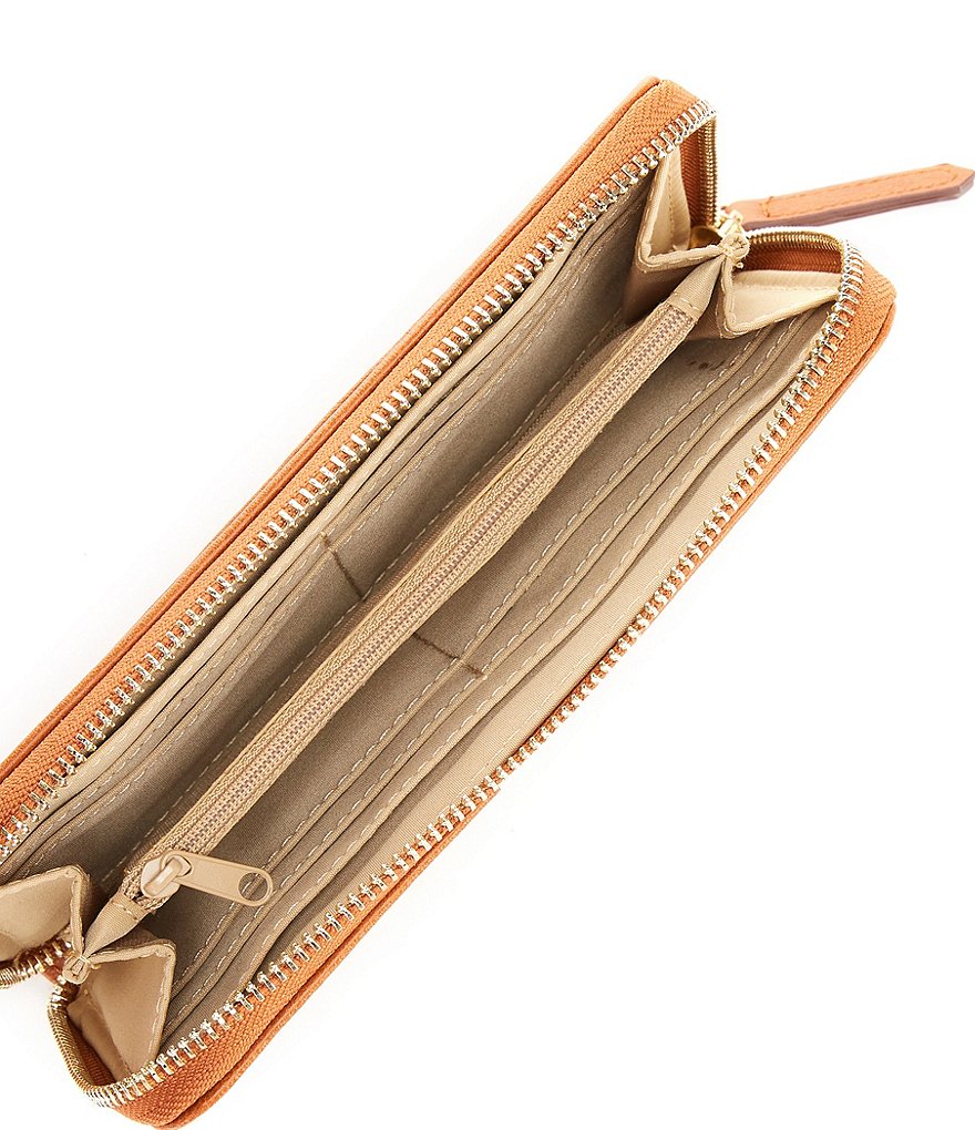 Fossil Liza Embossed Woven Zip Around Clutch Wallet