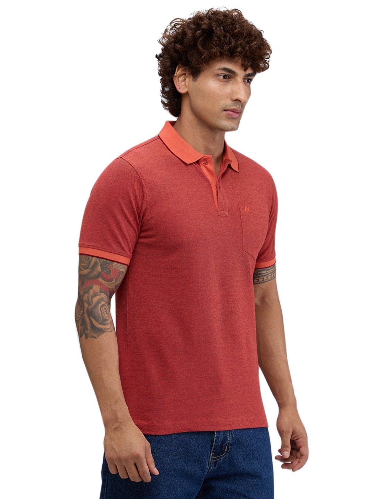 Raymond Orange Slim Fit Polo T-Shirt