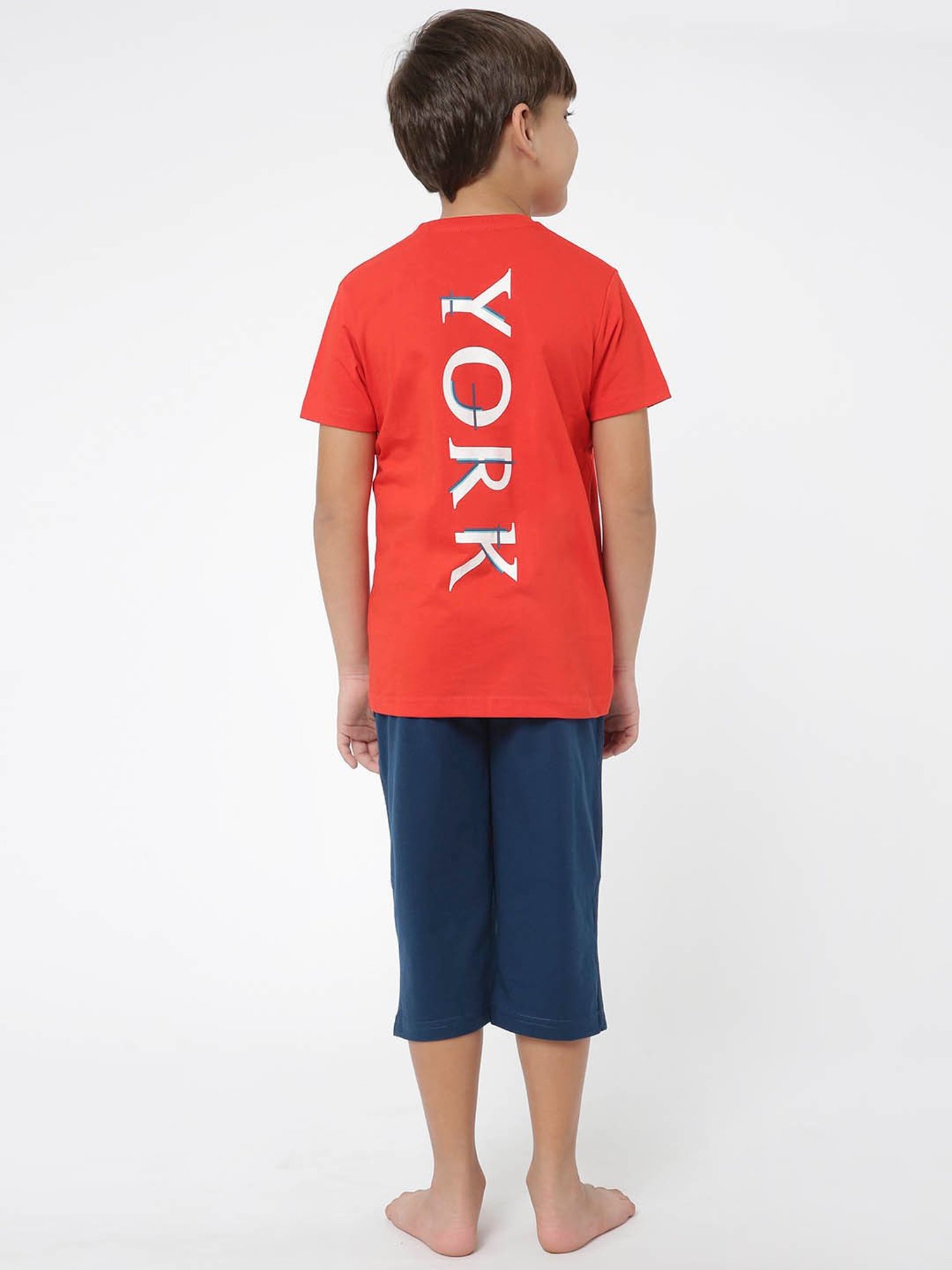Sweet Dreams Kids Red & Blue Printed T-Shirt with Capri