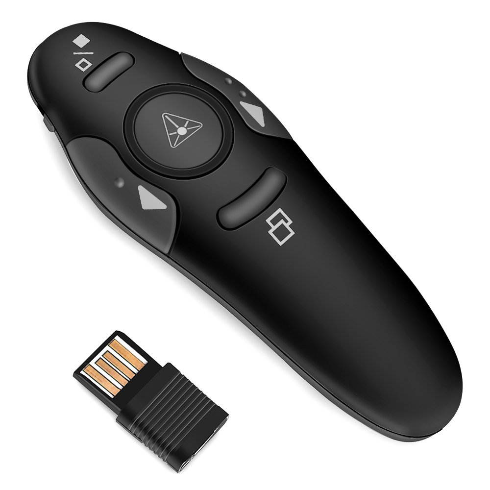 Wireless Presenter RF 2.4GHz USB PowerPoint Presentation Clicker PPT Remote Control Laser Pointer Slide Advancer Support Mac