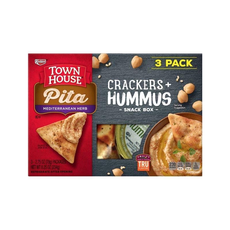 Townhouse Mediterranean Herb Pita Crackers & Hummus Snackbox - 3ct