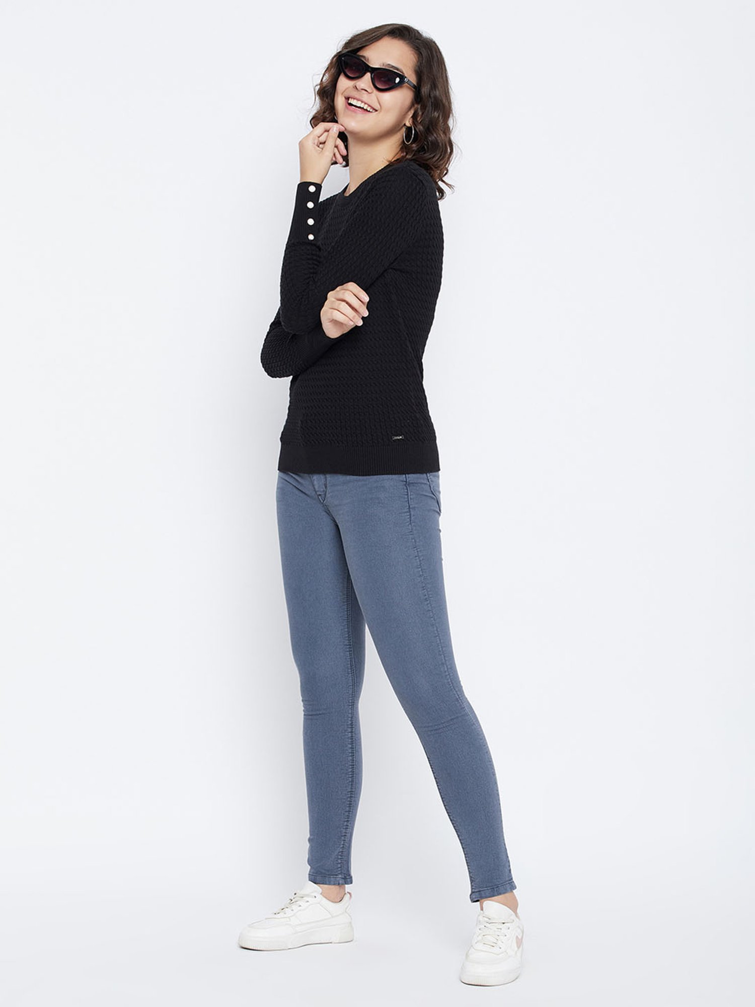 Octave Black Regular Fit Sweater