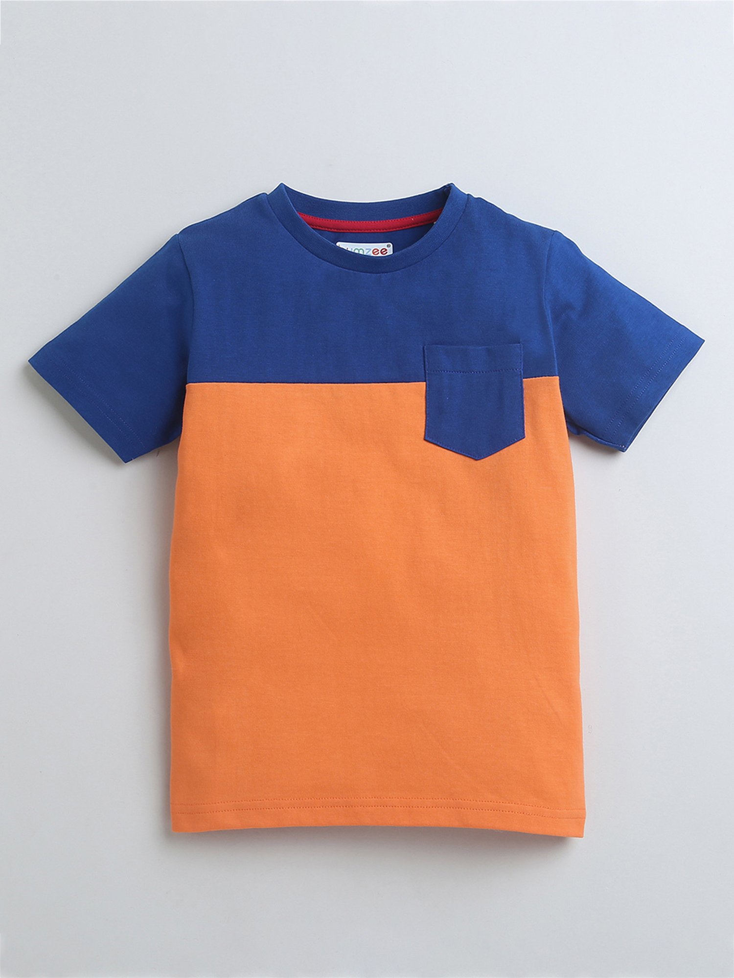 Bumzee Kids Orange & Blue Color Block T-Shirt