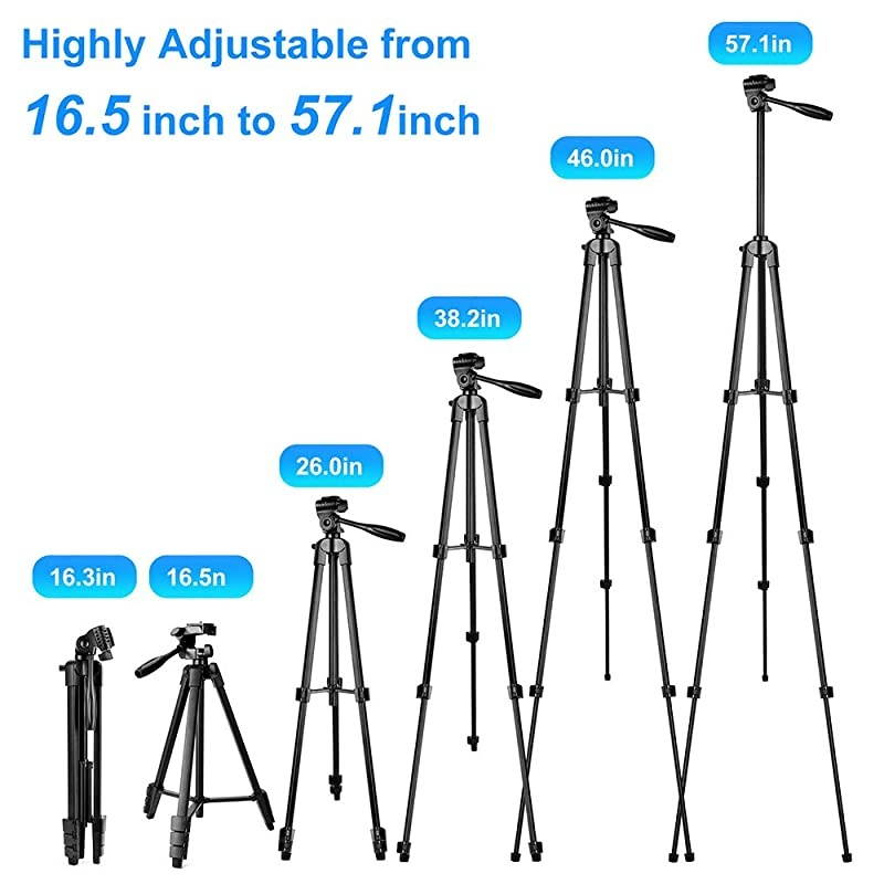Tripod57 Extendable Travel Tripod Stand with Cell Tripod HolderSmartRemote ShutterCompatible with iAndroid CameraGopro